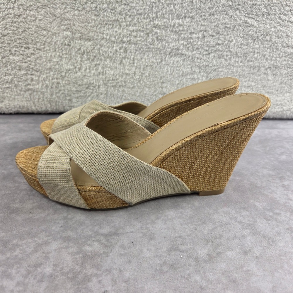 Xappeal Womens Beige Criss Cross Strap Woven Espadrille Wedge Sandals Size 9